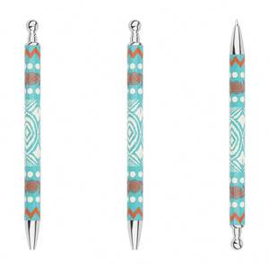 Bolígrafos Metálicos Personalizados al por Mayor con Patrón de Transferencia Térmica, Estilo Étnico Turquesa/Azul, Regalo Promocional de Oficina - Product Image 3