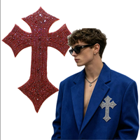 Applique de luxe faite à la main en strass en forme de croix pour robe de mariée, applique perlée pour vêtements, sacs et artisanat DIY, sweat à capuche, veste