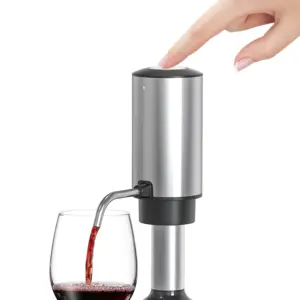 Decantador de vino recargable de acero inoxidable, aireador vertedor automático, dispensador de vino eléctrico de un toque con USB