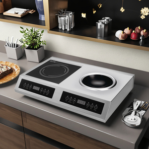 Table de cuisson à induction double brûleur plat + concave, double plaque de cuisson commerciale 5000W AM-CD207, haute puissance, offre une chaleur intense pour - Product Image 3