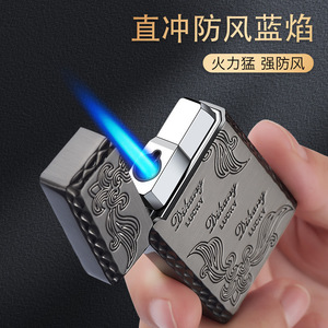Dilang Classic <b>Windproof</b> Cigarette <b>Lighter</b> Butane Fuel Refillable Retro Engraved Design Men's Gift - Product Image 4