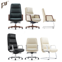 Fauteuil de bureau exécutif FURICCO de style moderne de Dubaï, en cuir beige, avec accoudoirs en bois, garantie 5 ans, base en aluminium