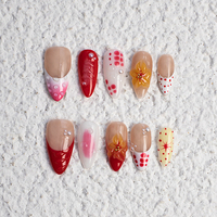 Boîte d'Emballage Rétro pour Ongles Artificiels, Design Tendance, Faux Ongles Longs Stiletto à Couverture Complète, Faits Main, à Presser