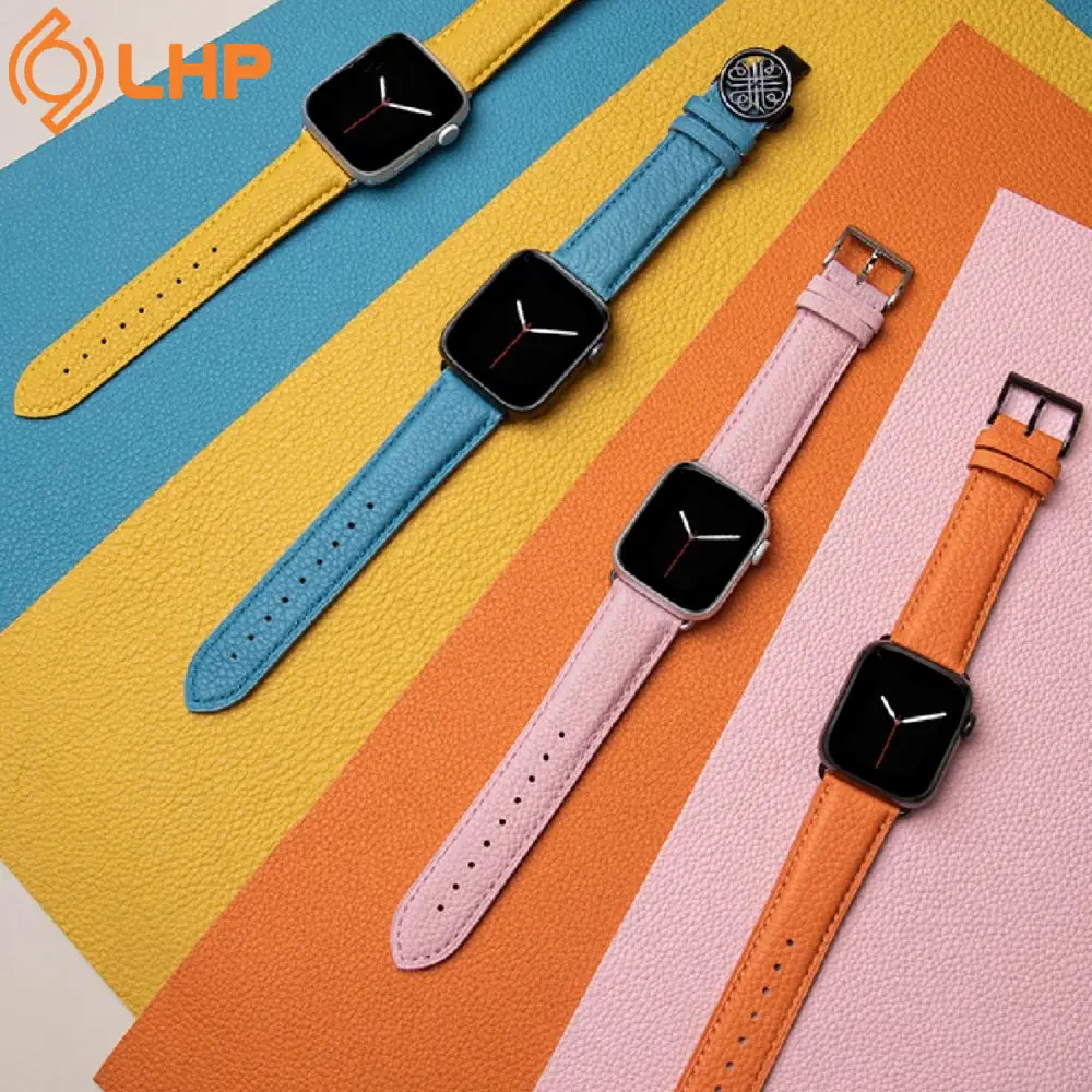 Litchi pattern calfskin strap High quality watch strap Fashionable for Apple watch Leather strap