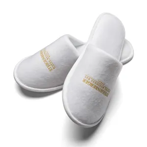 Wholesale White Hotel Slippers Luxury Cotton Hotel Slippers Disposable Nap Fabric Polyester High Quality Slippers