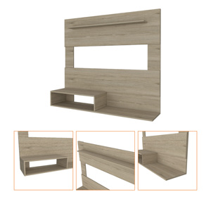 Floating Entertainment Center For <b>Tv</b> Up To 55 Inch One Upper <b>Shelf</b> Two Lower <b>Shelves</b> <b>Wall</b> <b>Mount</b> Storage Unit - Product Image 4