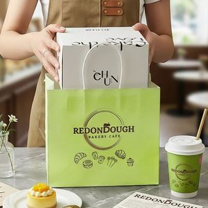 Bolsas de Papel Kraft Personalizables con Asas, Embalaje de Alimentos Reciclable para Galletas, Donas, Postres, Pasteles y Panadería - Product Image 3