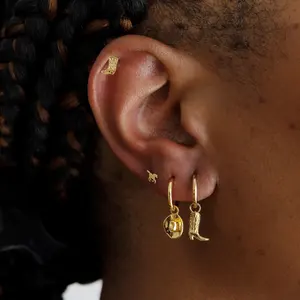 Wholesale Custom 18K Gold Plated Stainless Steel Jewelry Black Enamel Irregular Shape Stud Earrings For Women Girls