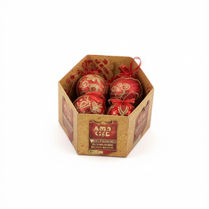 Christmas Ornament Ball Glass Hand Painted With Ribbon 24 Boxes Case Mixed Colors - Product Image 1