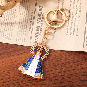 Llavero Portamonedas <span class=keywords><strong>de</strong></span> Aleación <span class=keywords><strong>de</strong></span> Zinc con Milagros Católicos, Virgen María, Concepción, Nossa Senhora Da Aparecida, Pedrería, Dorado, Luminoso - Product Image 3