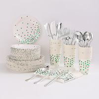 Pas de quantité minimale de commande Ensemble d'assiettes en papier jetables entièrement personnalisées Assiettes de fête Tasses Ensembles de serviettes Ensemble de vaisselle de fête Kits de fournitures de fête Assiette