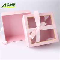 Ensemble deux pièces de luxe exquis noir, blanc, rose, gris, avec nœud et ruban, en papier d'art rigide recyclable gaufré pour fenêtre carrée - Vente en gros
