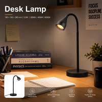 Lampe de lecture à col flexible, projecteur, lampe de table 3,5W, 3 températures de couleur pour lampe de chevet, lampe de chambre d'hôtel