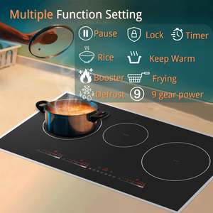 78cm H-one de gama alta 6700W Cocina de inducción 3 quemadores Aparato de cocina incorporado Estufa eléctrica de control independiente de 9 niveles de potencia - Product Image 3