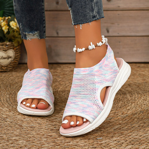 Nuevas sandalias de verano 26 de tacón bajo y grueso con puntera de boca de pez y parte superior de lona de suela gruesa, tallas grandes, estilo europeo/americano, para venta transfronteriza. - Product Image 2