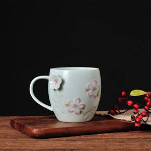 Taza de Cerámica con Diseño de Flores de Cerezo, Taza para Parejas, Taza para Café, Leche, Té, Venta Directa de Fábrica - Product Image 3