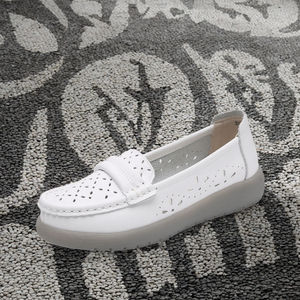 Zapatos de Enfermería de Cuero Genuino Blanco para Mujer con Plantilla de EVA, Suaves y Cómodos, con Tendencia de Moda para las Temporadas de Primavera, Verano y Otoño - Product Image 2
