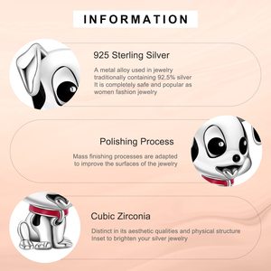 Diseñador 925 joyería de plata esterlina chapado en rodio lindo perro dálmata cachorro esmalte encantos para pulsera DIY Idea de regalo perfecta - Product Image 2