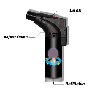 TECHNO rechargeable OEM ODM, imperméable au vent, flamme bleue réglable, puissant, portable, logo personnalisé, briquet torche incliné rechargeable - Product Image 2