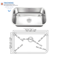 Évier de cuisine rectangulaire en acier inoxydable brossé SUS304 de 30x18 pouces, grand évier simple à encastrer, design moderne sans robinet