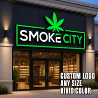 Enseigne personnalisée extérieure à lettres lumineuses frontales en acrylique vert avec LED pour logo de salon de coiffure