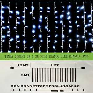 Guirnalda de Luces Gloca 2m X 2m Cable Blanco IP65 Luz Blanca Decoración para Fiestas en Interiores y Exteriores - Product Image 3