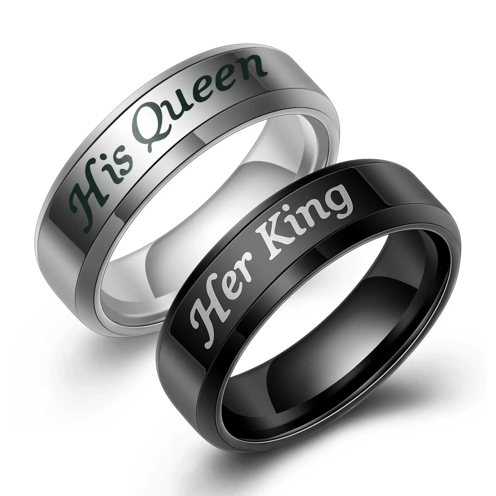 Simple Engagement Stainless Steel Ring Online Store Stainless Steel Her King His Queen Couple Ring For Weeding