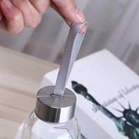 Bouteille d'eau sport en borosilicate haute résistance, anti-fuite, avec filtre en tissu maillé, manchon imprimé du logo, compatible lave-vaisselle, bouchon à vis, pour usage au bureau