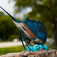 Grande figurine antique en bronze de poisson-sabre, sculpture 3D moulée pour aquarium, décoration de bord de mer, thème mode et sport