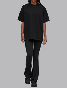 T-shirt <span class=keywords><strong>Oversize</strong></span> in Cotone Pesante da <span class=keywords><strong>Donna</strong></span> Unisex <span class=keywords><strong>Nera</strong></span> di Alta Qualità per Palestra con Spalle Cadenti Magliette con Stampa DTG Grafica - Product Image 2