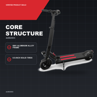 Trottinette électrique pliable 350W avec batterie 36V 6.6Ah, pneus pleins de 8,5 pouces et frein à tambour arrière