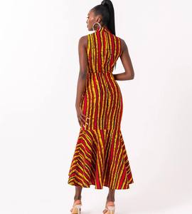 Nouveau Africa Super Cotton Clothing African Kitenge Dress Designs Ankara Sleeveless Midi Mermaid Dress for Summer - Product Image 2