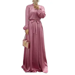 Spring 2022 Europe And Dubai Elegant Satin Long Skirt Soft Beauty Waist Swing Dress