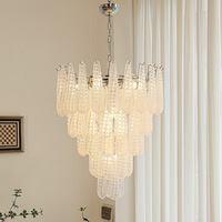 Lustre LED en cristal de verre vintage français, luminaire suspendu de luxe pour escalier, salon, salle à manger, chambre, duplex, plafond ouvert, taille moyenne