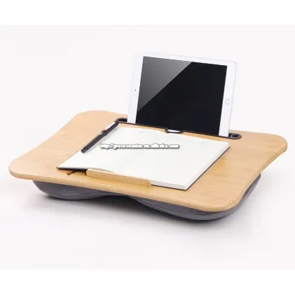high quality portable nature material bamboo dinner desk breakfast desk bed tray with pillow cushion