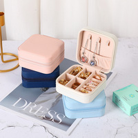 Boîte à bijoux zippée, mini organisateur de bijoux de voyage, étui en cuir PU multi-compartiments, porte-bagues, boucles d'oreilles, colliers, boîte à bijoux