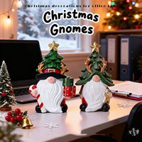 Ensemble de 2 gnomes de Noël en résine charmants pour la décoration de la maison, du porche, du bureau - Centre de table de fête, décoration de cheminée, 4,2 pouces