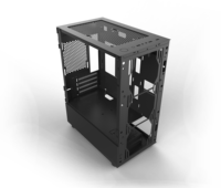 Boîtier de jeu Mid-Tower en alliage d'aluminium noir/blanc pour PC de bureau gamer MicroATX avec panneau latéral en verre rotatif