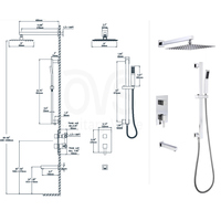 Douche à main en laiton et barre de douche coulissante, accessoires de salle de bain, système de douche avec pommeau de douche de 10 pouces en acier inoxydable 304