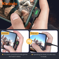 Kabel Charger HP Mcdodo 467 Nylon Braided TPE Dengan Desain Elbow Gaming LED untuk Pemain Game, untuk iPhone
