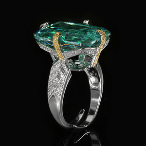 high-end Jewelry Set Reddish Chepala Green Square Diamond Pendant Set Main Stone 15*20 Wholesale - Product Image 2