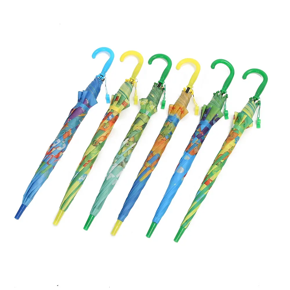 Fabrik Großhandel Polyester Papier druck Multiple Design Whistle Kind Regenschirm für Kinder Junge