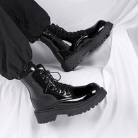 Bottes pour hommes – Collection Automne 2026 – Bottes de travail décontractées noires style motard britannique mi-mollet en PU artificiel imperméable