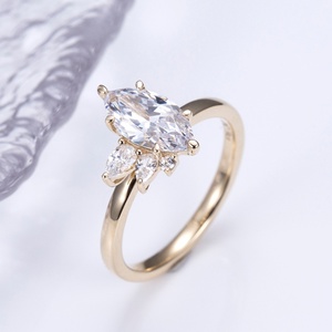 Bague de fiançailles Messi Jewelry MSR-1143 en or 9K, 10K, 14K, 18K, avec moissanite taille marquise ou poire, alliance classique, cadeau de diamant - Product Image 2