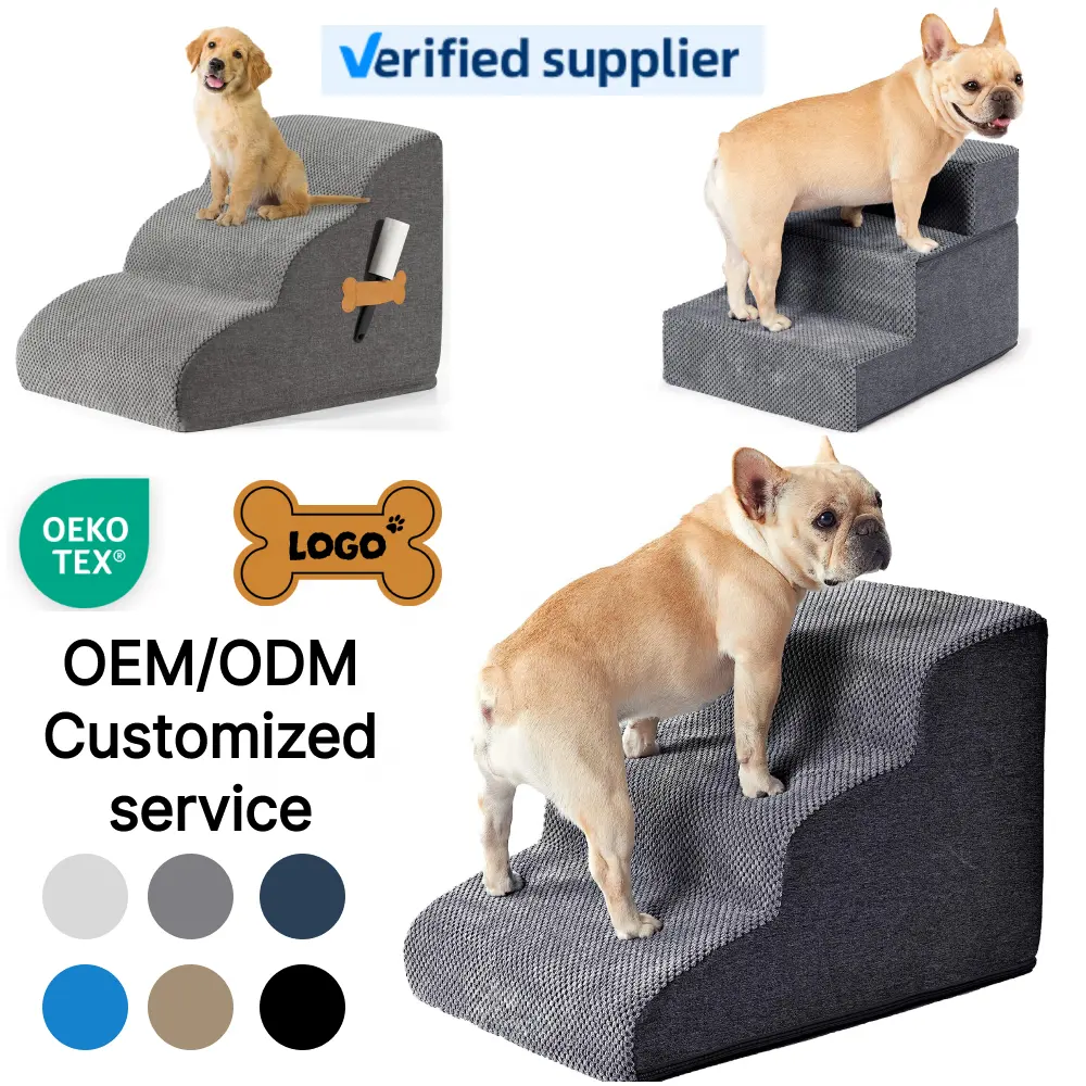 Cama de cachorro de alta densidade com tampa lavável, escadas personalizadas de alta qualidade para cães, com tampa antiderrapante, personalizada de fábrica