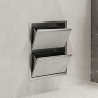Colonne de rangement encastrée en acier inoxydable pour salle de bain avec double poubelle de tri, gain de place pour la décoration de salle de bain de villa de luxe