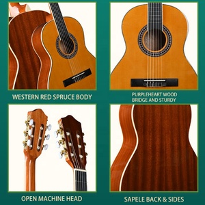 36 pouces 3/4 brillant fabriqué à la main en bois de guitare classique en bois d'épicéa rouge - Product Image 3