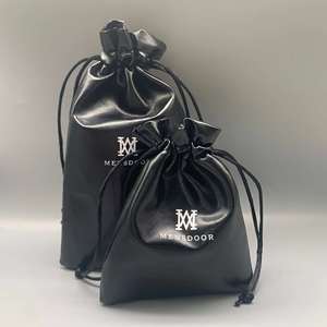 Best Selling Custom Velvet PU Leather <b>Drawstring</b> Headphone <b>Pouch</b> Dust Bag for Jewelry with Screen Printing for Gifts - Product Image 5