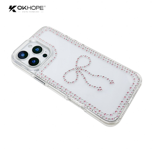 OKHOPE custodia per telefono con strass trasparente con anello magnetico, motivo a cuore sorridente - Product Image 3