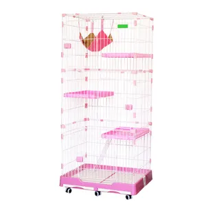 Secure Indoor 3 Layer Luxury Multifunctional Cat Dog House Trap Cage Stainless Steel Pet Store Display Cages Large Villa